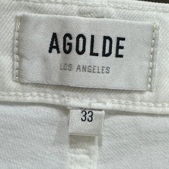 AGOLDE KYE Mid Rise Straight Crop Low Stretch White Denim Jeans Size 33 NWT - Picture 5 of 10